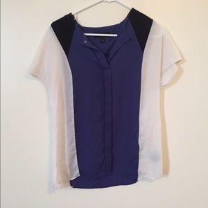 Blue, Black, & White Block Top