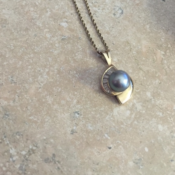 Disney Ursula Inspired Black Diamond & Black Pearl Necklace  Black pearl necklace with diamonds