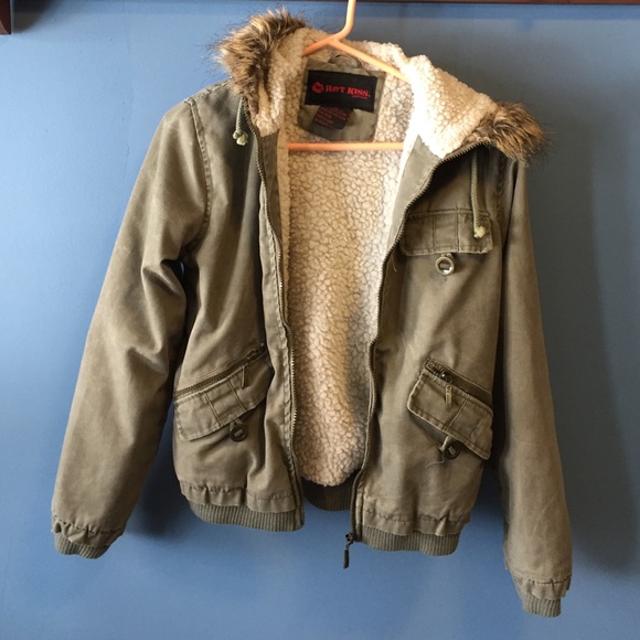 Hot kiss army military for hooded jacket coat