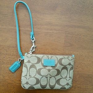 Coach Blue and Gold Wristlet