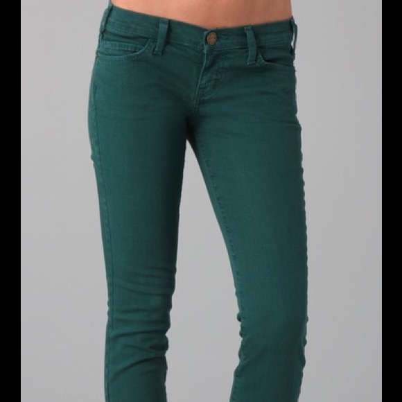 current elliott dark green stiletto jeans