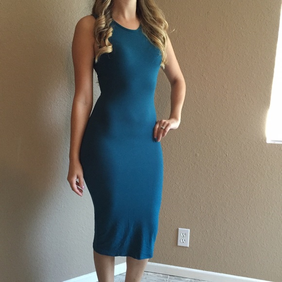 Teal Sleeveless Midi Dress LAST ONE! - Picture 2 of 4