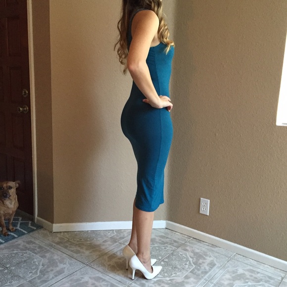 Teal Sleeveless Midi Dress LAST ONE! - Picture 3 of 4