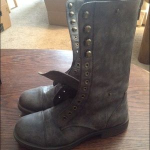 Gray combat boots