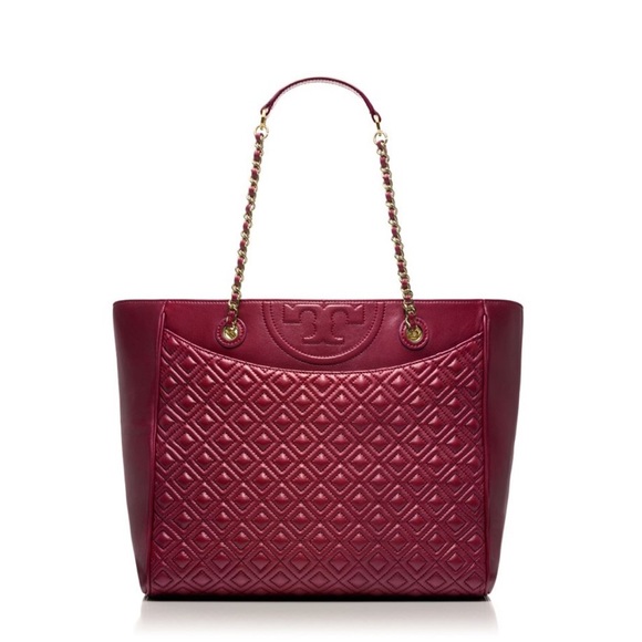 TORY BURCH BERRY FLEMING Quilted TOTE BAG Cabernet