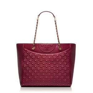 TORY BURCH BERRY FLEMING Quilted TOTE BAG Cabernet