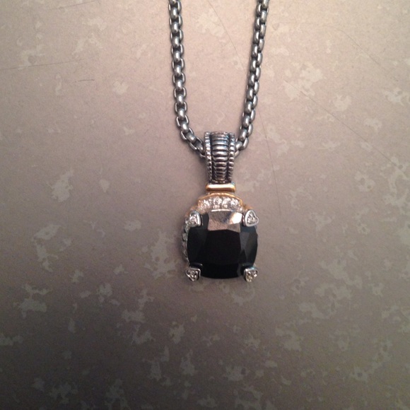 Oversized black jewel pendant necklace