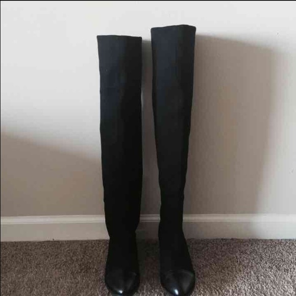 Whole black over knee boots