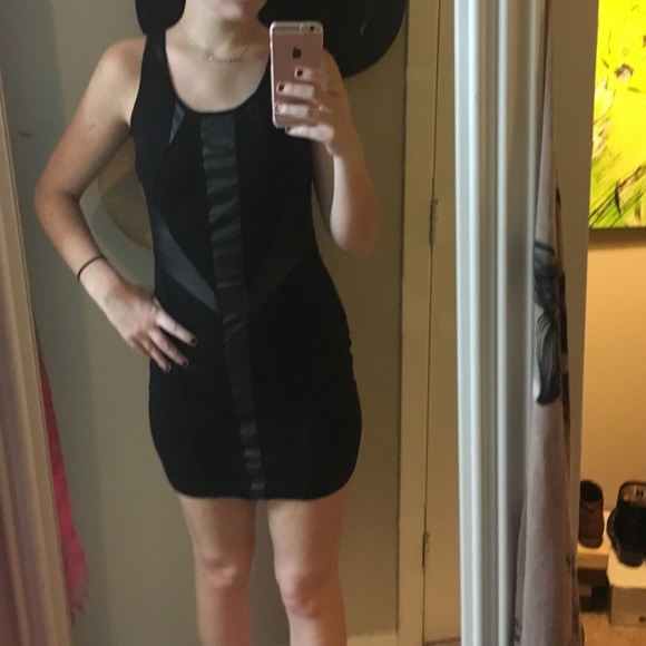 LBD with leatherette panels