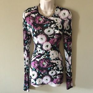 BCBG MaxAzria Long Sleeve Floral Top