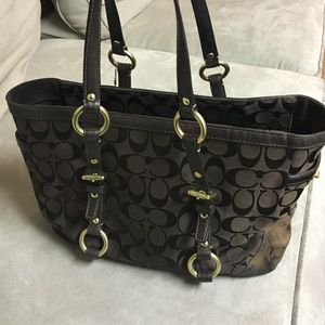 Dark brown Coach signature Tote