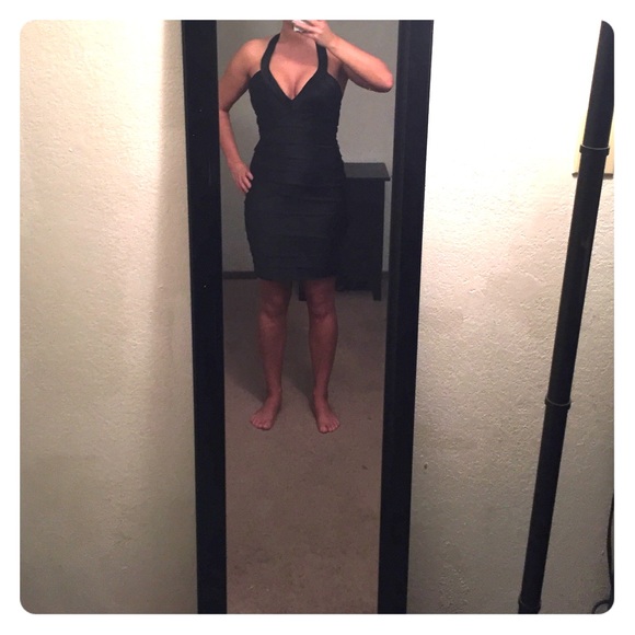 Black Bebe Halter Dress