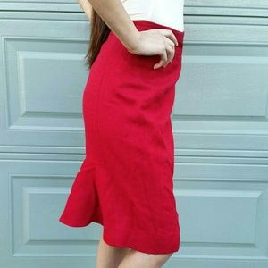 WHBM Red Business Skirt