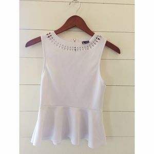 White Peplum Top