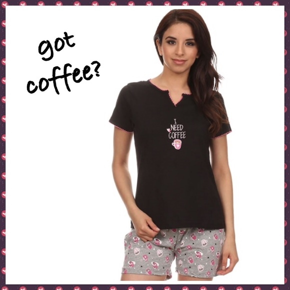 COFFEE LOVERS PAJAMAS - MEDIUM -  NWT - Picture 2 of 3