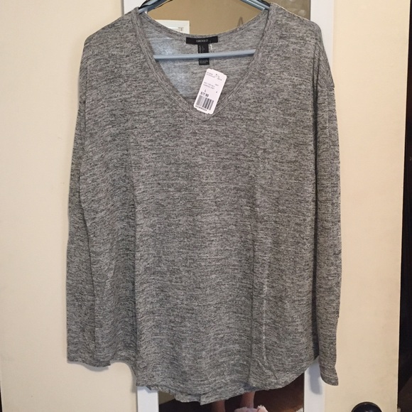 Forever 21 Tops - NWT!! Split back grey long sleeved top