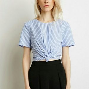 NWT Forever21 Knotted Striped Crop Top