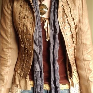 Brown and Cream Stretch Velvet Cami with Lace