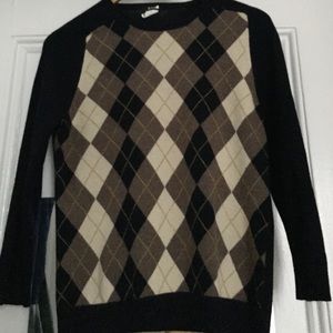 J. Crew Crew Neck Argyle Sweater, Size M