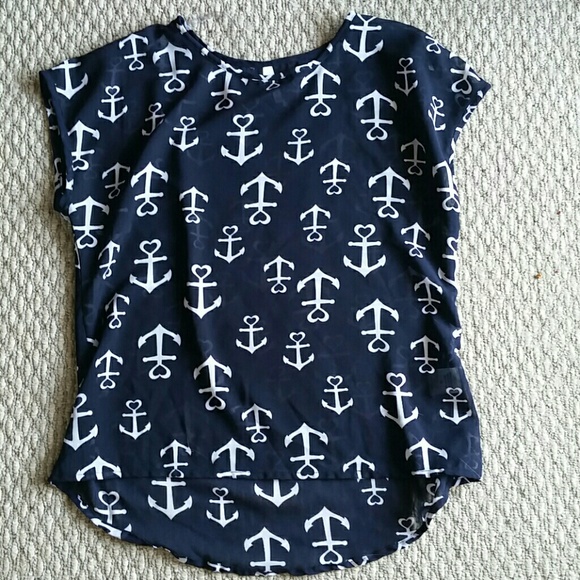 Navy blue sheer anchor shirt