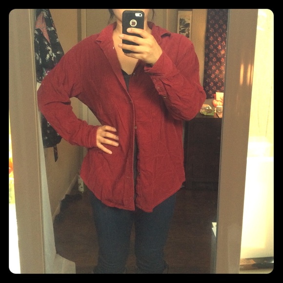 Dark red corduroy flannel