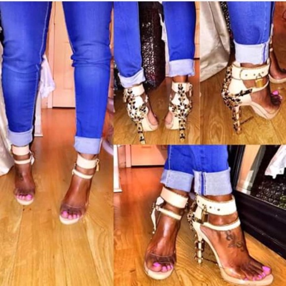 Brand New Ankle Strap Decor Jeweled Heels - Picture 2 of 4