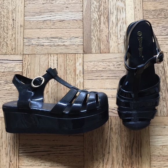Jelly black platforms size 36.6/6.5