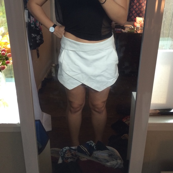White Asymmetrical Skort