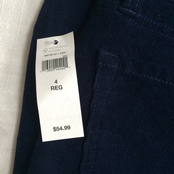NWT Gap Skinny Navy Corduroy Pants - Picture 3 of 4