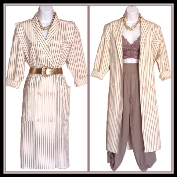 Vintage Dresses & Skirts - 🎀HP🎀 Vintage Pinstriped Blazer Dress CLASSY SEXY