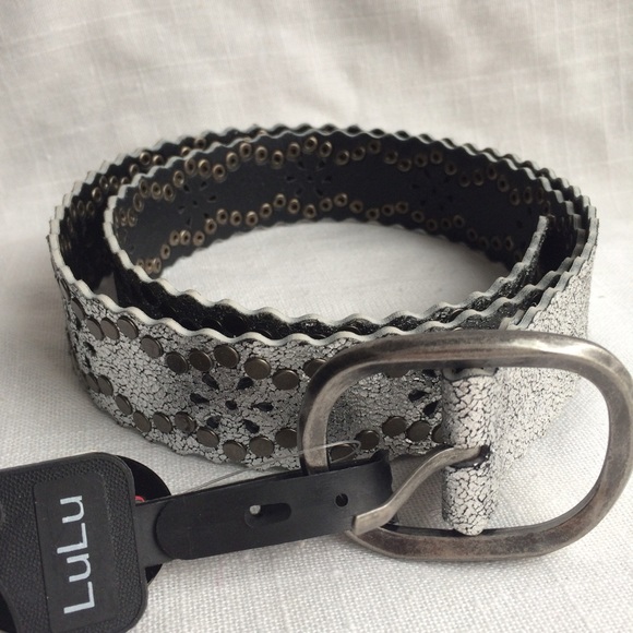 NEW Silver Faux Leather Studded Belt - Picture 2 of 2