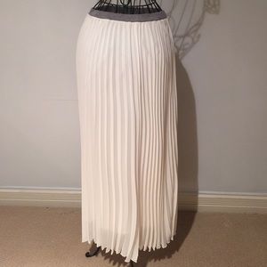 Allen B Cream Pleated Chiffon Maxi Skirt