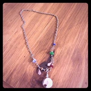 Silver necklace with stones