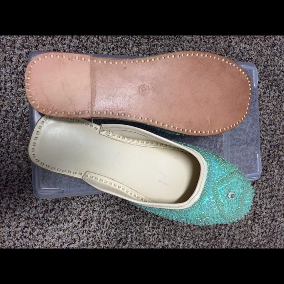 Hand Stitched Pure Leather Flats with Beads - Picture 3 of 4