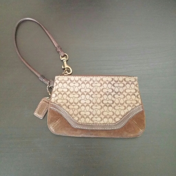 Brown Coach Logo Wristlet