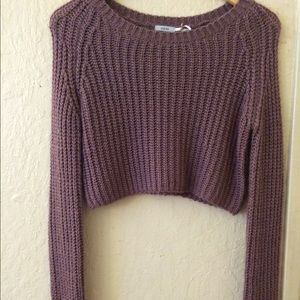 Purple cropped knit sweater from urban outfitters