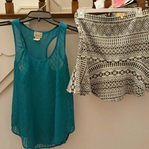 Racerback sheer tank top with Vera Wang skirt