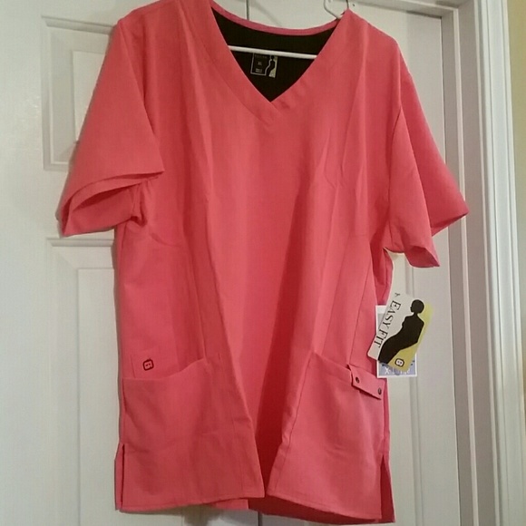 Bright coral scrub top & matching pants!
