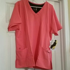 Bright coral scrub top & matching pants!