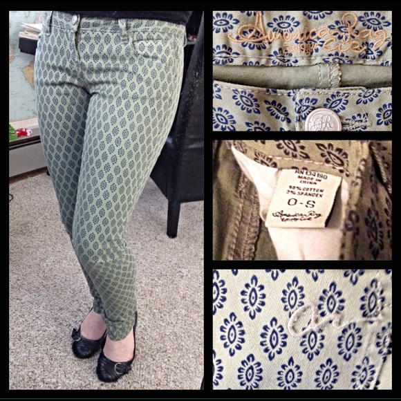 AMERICAN RAG Minty Printed Skinny Pants SZ 0 Short