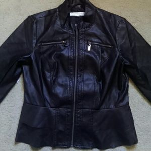 Faux Leather Peplum Jacket