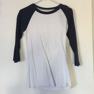 Forever 21 Long Sleeve Navy Blue Baseball Tee
