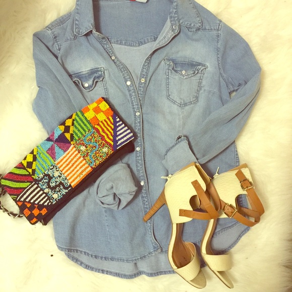 Aztec Beaded Fold-over Clutch