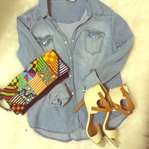 Aztec Beaded Fold-over Clutch