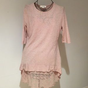 Blush sweater w attached lace cami