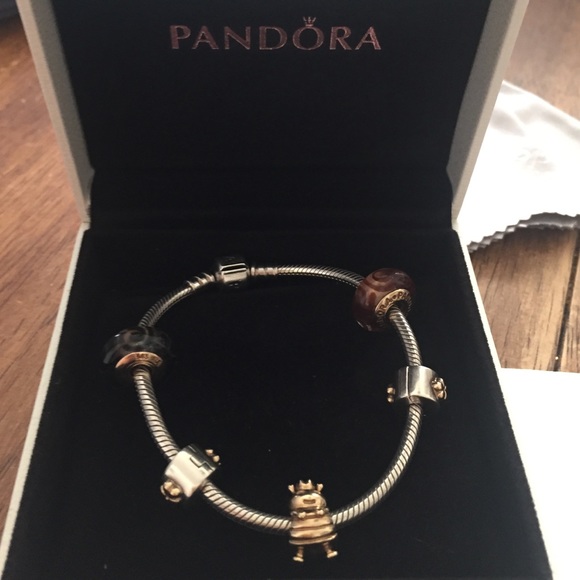 PANDORA Bracelet & Gold Charm LISTED INDIVIDUALITY