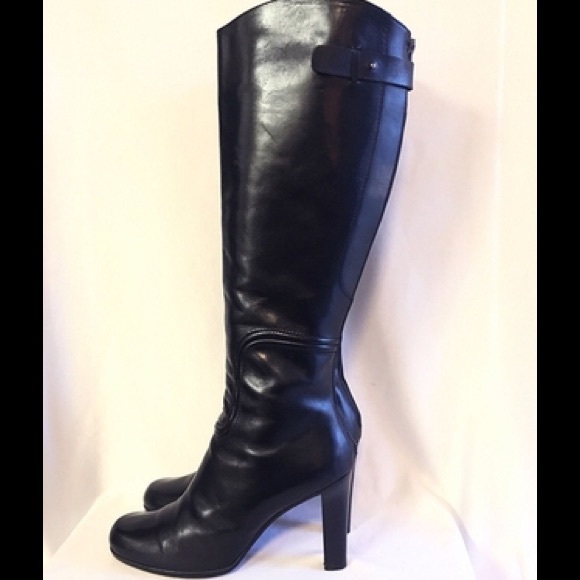 Black Leather Knee High Boots