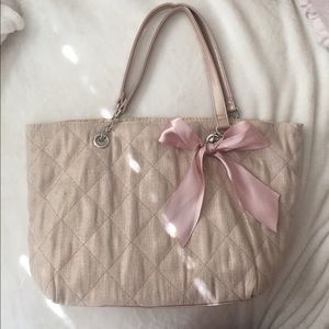 Beige and Gold purse with bow
