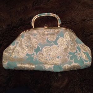 Banana Republic Blue and Gold Clutch