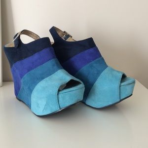 Shades of blue wedge platforms from ModCloth